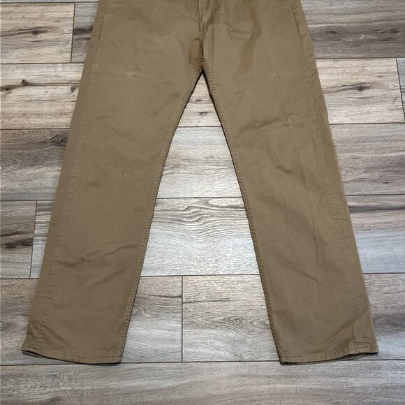Men's Levis 505 Regular Fit Pants SZ 36x32 Tan Modern Stretch White Tab - Picture 3 of 13